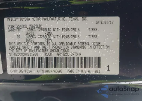 2017 Toyota Tacoma Sr5 V6 from USA, damaged, VIN 5TFRZ5CN5HX031068